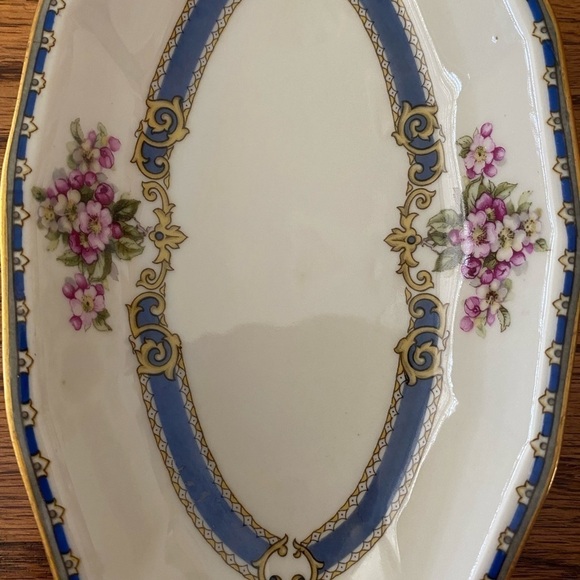 Vintage Black Knight Trentino Oval Serving Dish /Czechoslovakia/Floral Porcelain - Picture 3 of 6